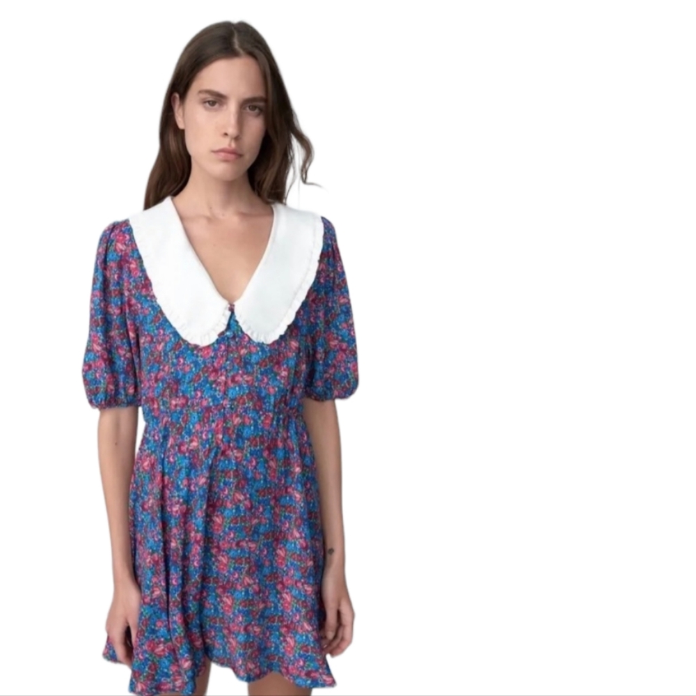 Zara Floral Contrast Collar Romper